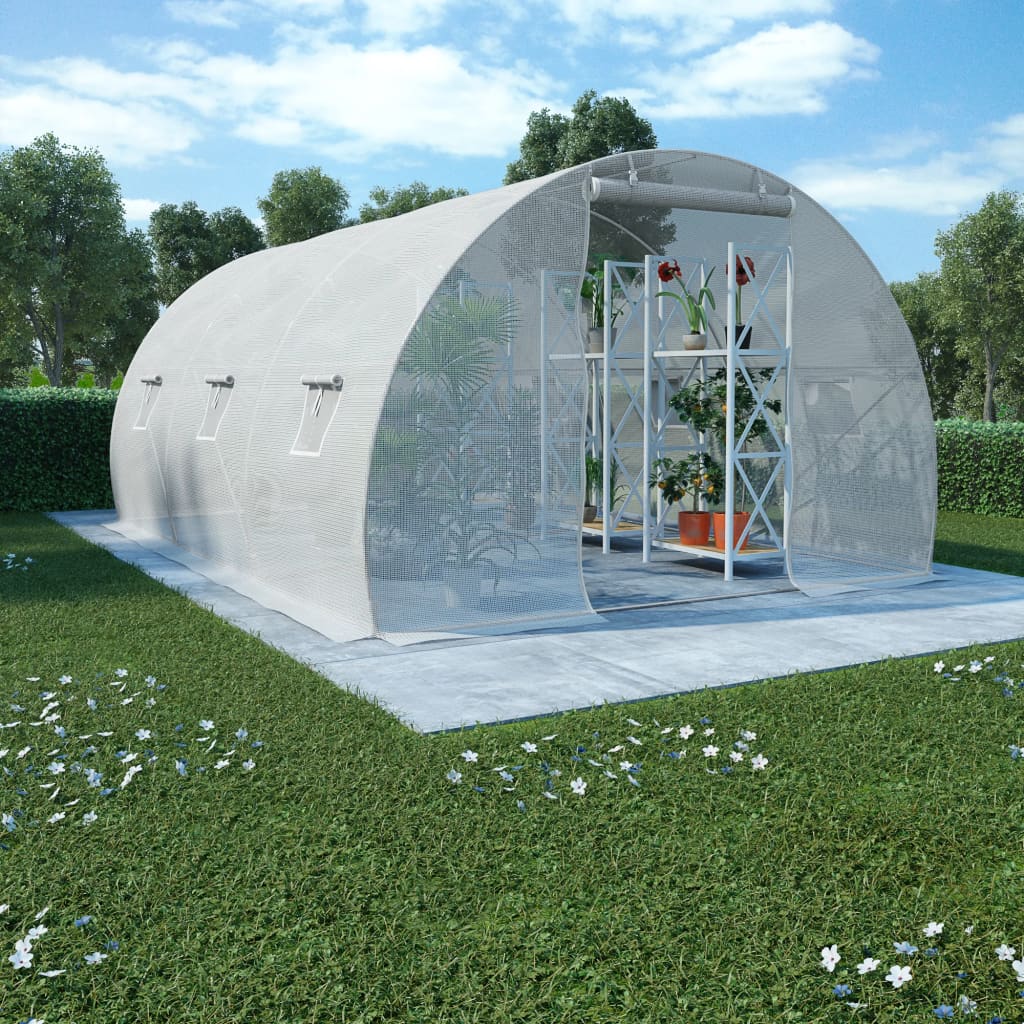 Greenhouse with Steel Foundation White - 38×38cm