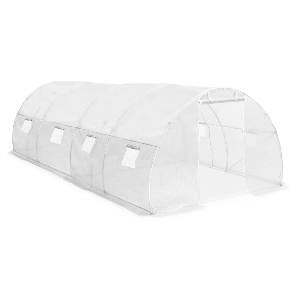 Greenhouse with Steel Foundation White - 100×185cm