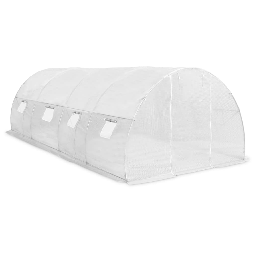 Greenhouse with Steel Foundation White - 100×185cm