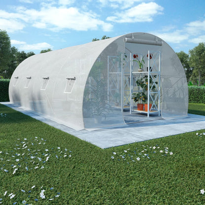 Greenhouse with Steel Foundation White - 100×185cm