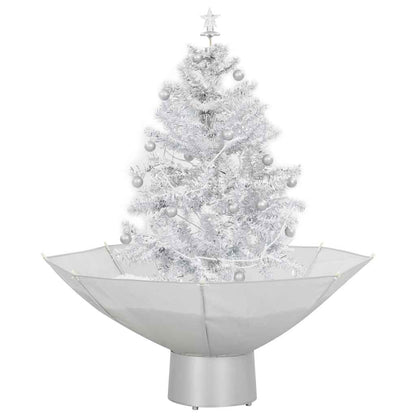 Snowing Christmas Tree with Umbrella Base White