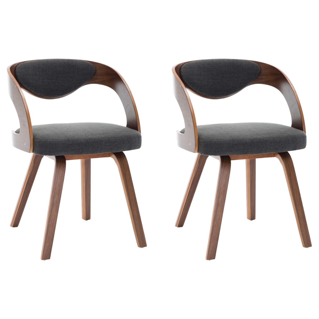 Dining Chairs 2 pcs Dark Grey Bent Wood and Fabric - 53×54×77cm
