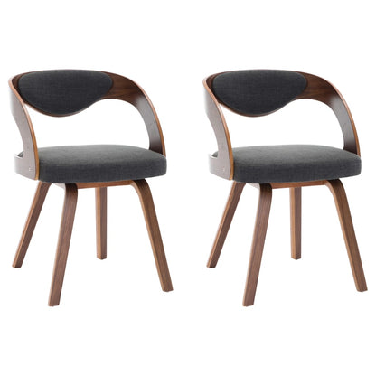 Dining Chairs 2 pcs Dark Grey Bent Wood and Fabric - 53×54×77cm