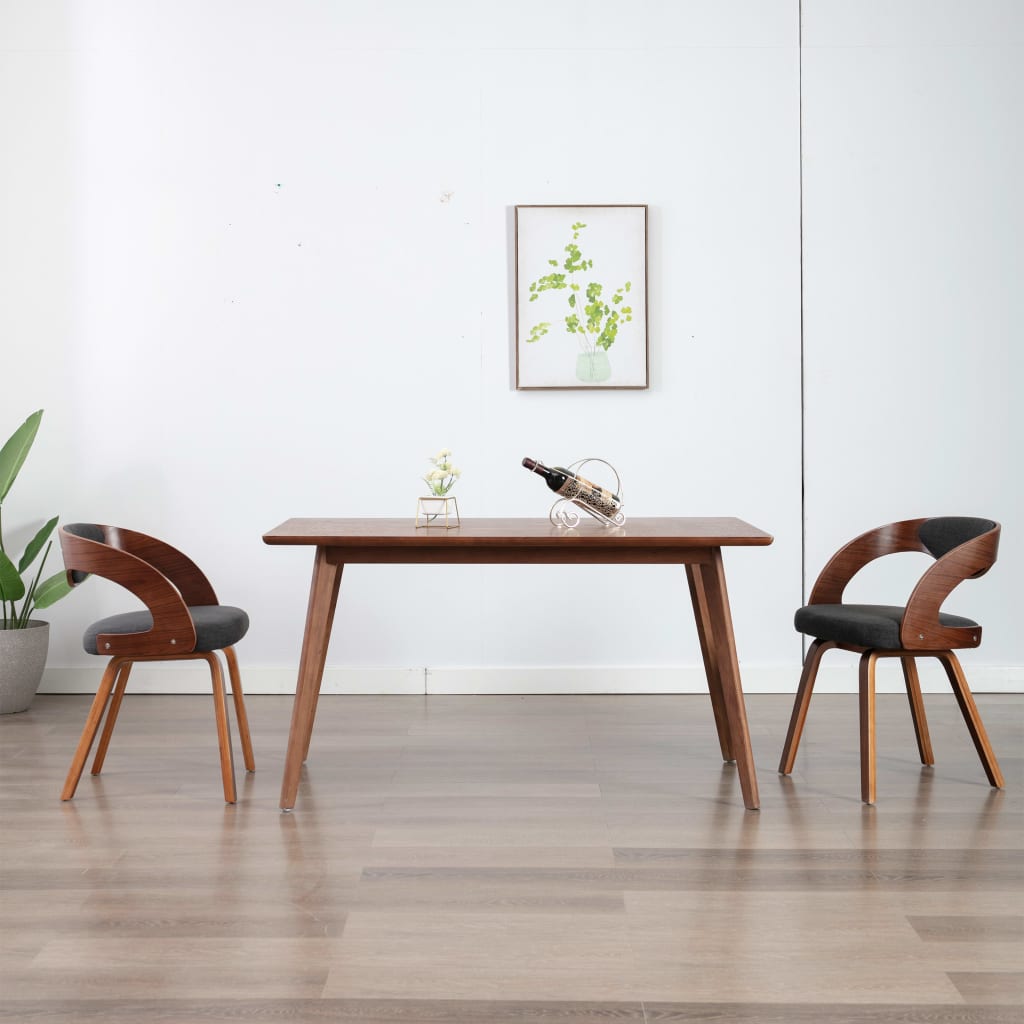 Dining Chairs 2 pcs Dark Grey Bent Wood and Fabric - 53×54×77cm
