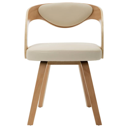 Dining Chairs 2 pcs Cream Bent Wood and faux Leather