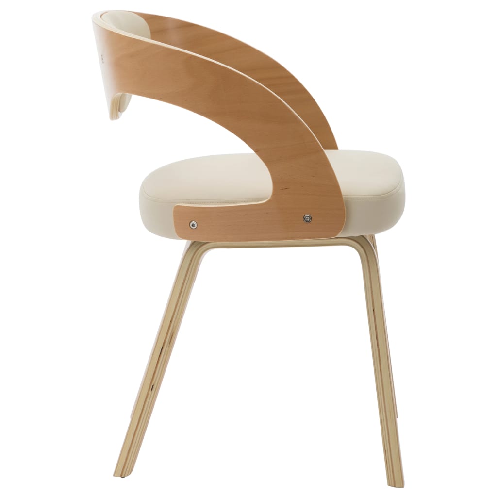 Dining Chairs 2 pcs Cream Bent Wood and faux Leather