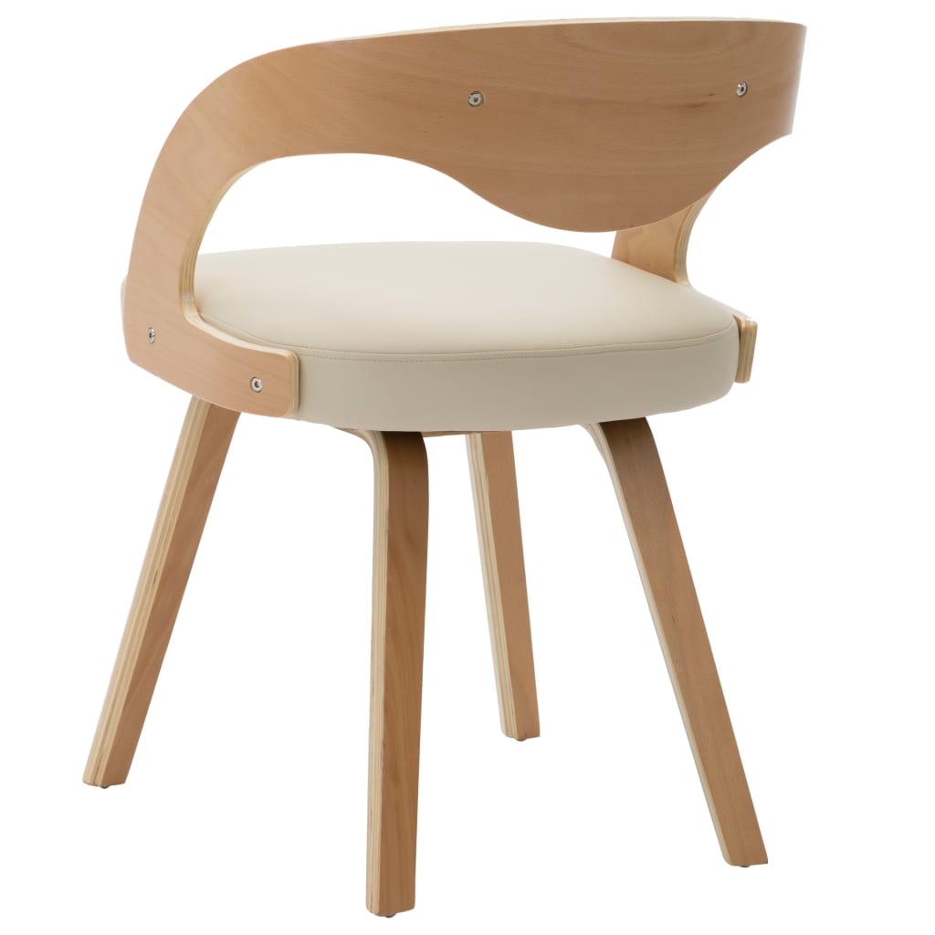 Dining Chairs 2 pcs Cream Bent Wood and faux Leather