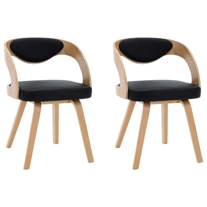 Dining Chairs 2 pcs Black Bent Wood and Leather - 53×54×77cm