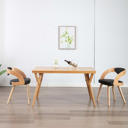 Dining Chairs 2 pcs Black Bent Wood and Leather - 53×54×77cm