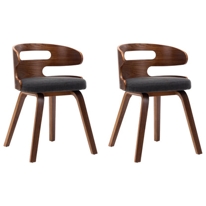 Dining Chairs 2 pcs Dark Grey Bent Wood and Fabric - 48×49×68cm