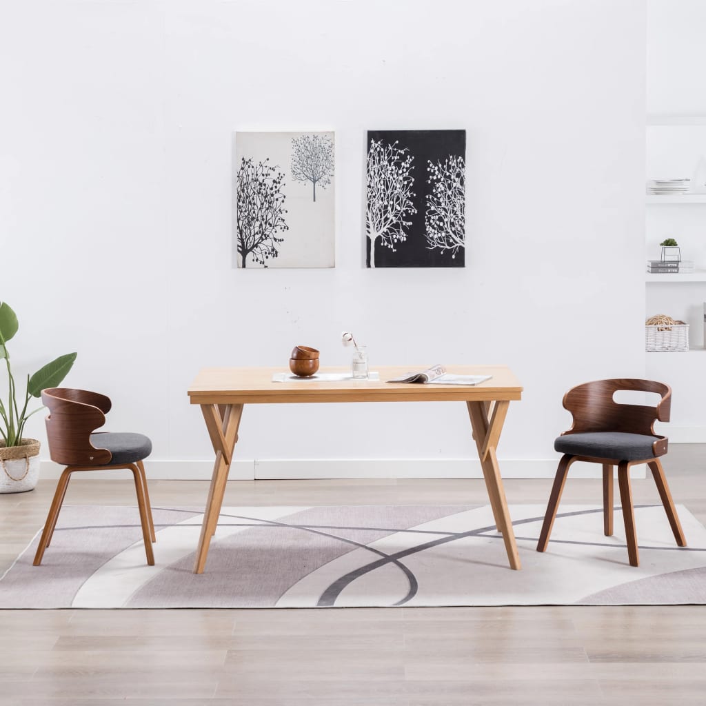 Dining Chairs 2 pcs Dark Grey Bent Wood and Fabric - 48×49×68cm
