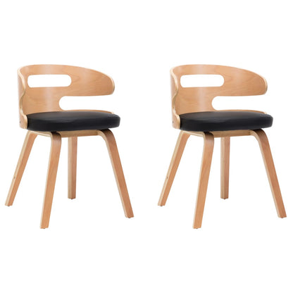 Dining Chairs 2 pcs Black Bent Wood and Leather - 48×49×68cm