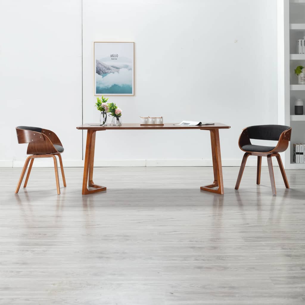 Dining Chair Grey Bent Wood and Fabric - 53×52×70cm