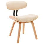 Dining Chairs 2 pcs Cream Bent Wood and Leather