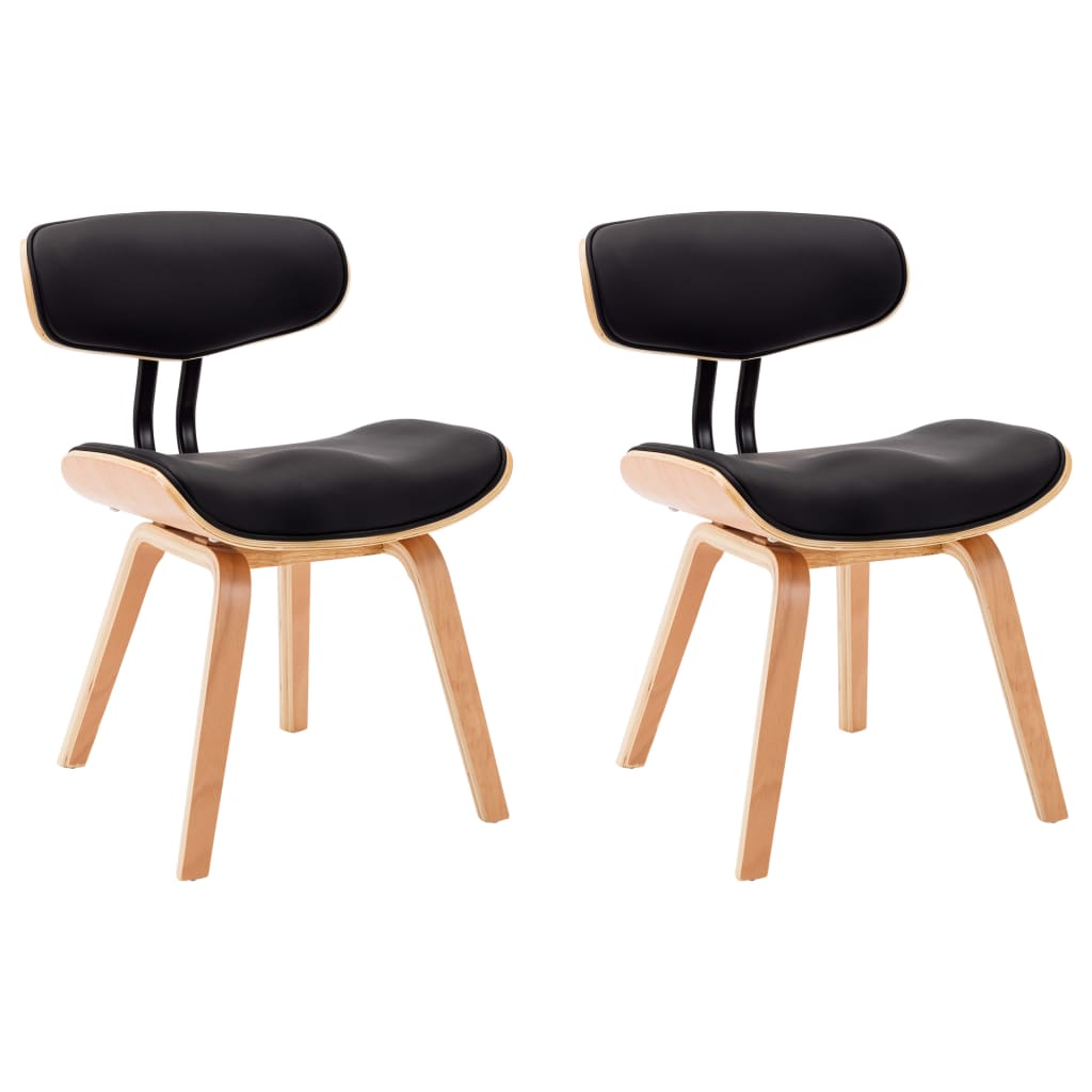 Dining Chairs 2 pcs Black Bent Wood and Leather - 51.5×54×78cm