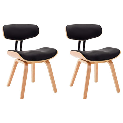 Dining Chairs 2 pcs Black Bent Wood and Leather - 51.5×54×78cm