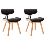 Dining Chairs 2 pcs Black Bent Wood and Leather