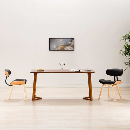 Dining Chairs 2 pcs Black Bent Wood and Leather - 51.5×54×78cm