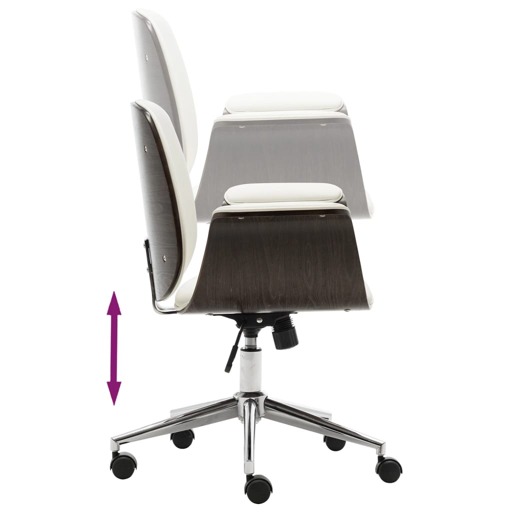 Office Chair White Bent Wood and Leather