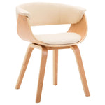 Dining Chair Cream Bent Wood and Leather