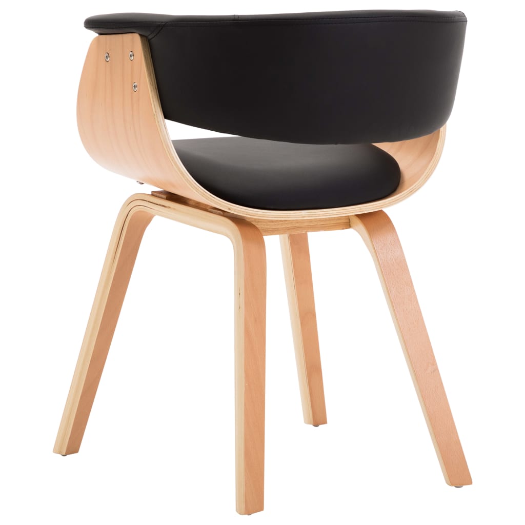 Dining Chair Black Bent Wood and Faux Leather