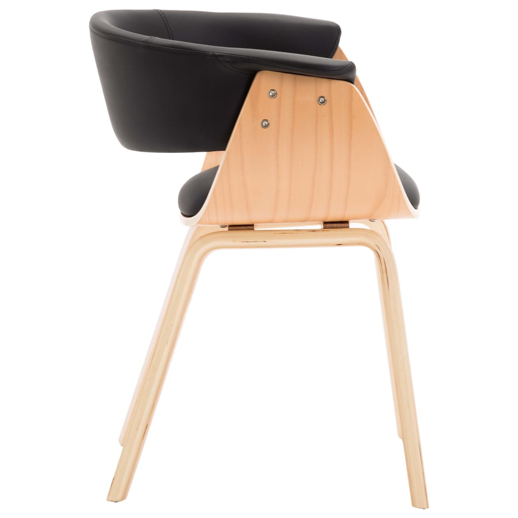 Dining Chair Black Bent Wood and Faux Leather