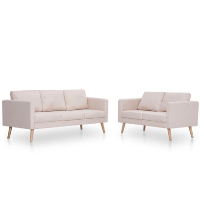 2 Piece Sofa Set Fabric Cream - 116×70×73cm