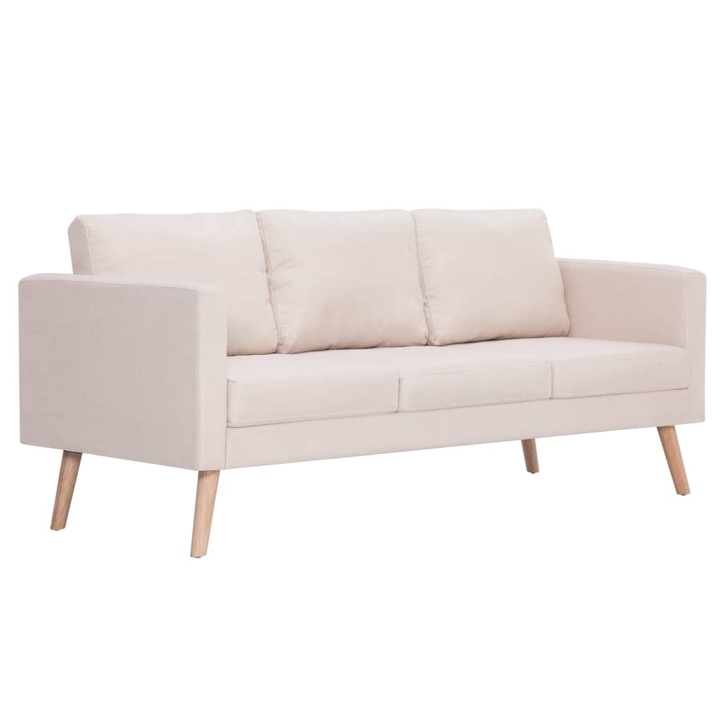 2 Piece Sofa Set Fabric Cream - 116×70×73cm
