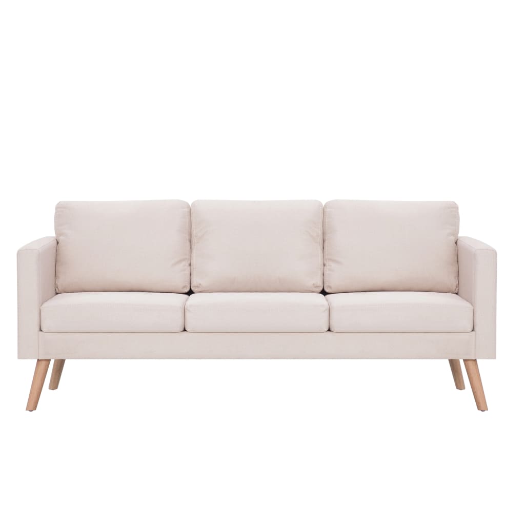 2 Piece Sofa Set Fabric Cream - 116×70×73cm