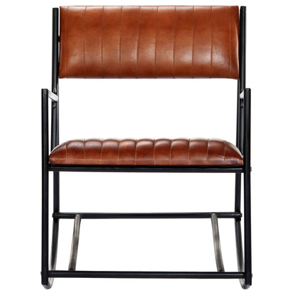 Rocking Chair Brown Real Leather