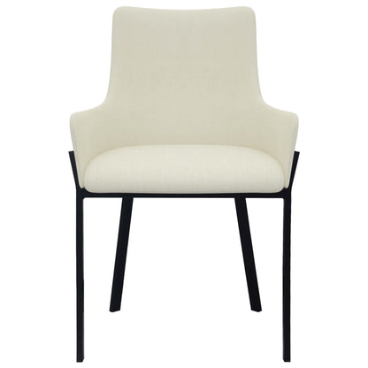 Dining Chairs 2 pcs Cream Fabric