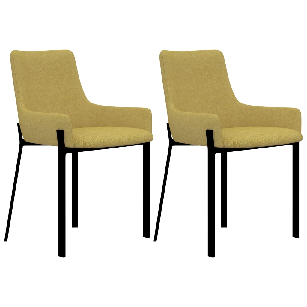 Dining Chairs 2 pcs Yellow Fabric - 53×59×81cm