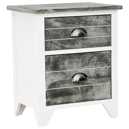 Nightstand Grey and White Paulownia Wood