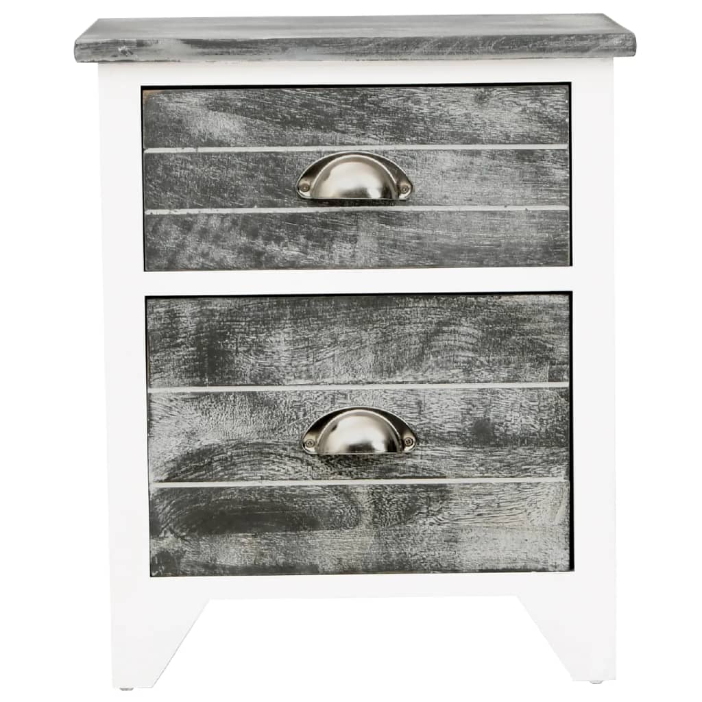 Nightstand Grey and White Paulownia Wood
