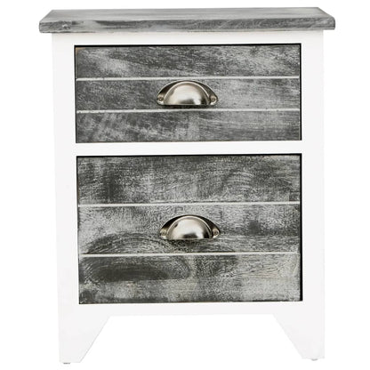 Nightstand Grey and White Paulownia Wood