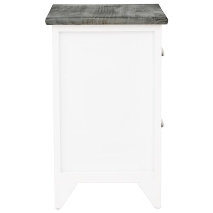 Nightstand Grey and White Paulownia Wood