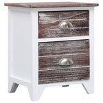 Nightstand Brown and White Paulownia Wood