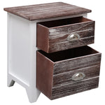 Nightstand Brown and White Paulownia Wood