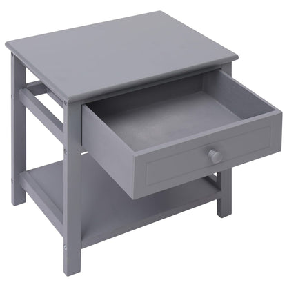 Nightstands 2 pcs Paulownia Wood Grey