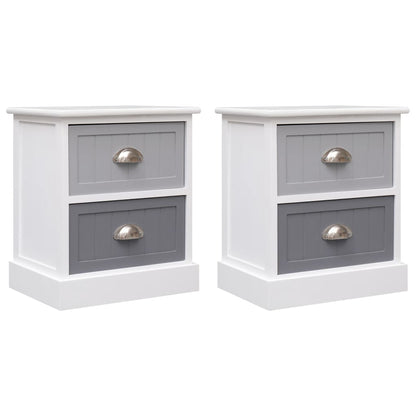 Nightstands 2 pcs Grey Paulownia Wood