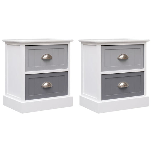 Nightstands 2 pcs Grey Paulownia Wood