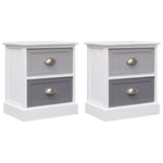 Nightstands 2 pcs Grey Paulownia Wood