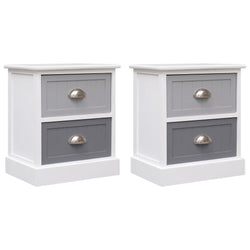 Nightstands 2 pcs Grey Paulownia Wood