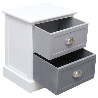 Nightstands 2 pcs Grey Paulownia Wood