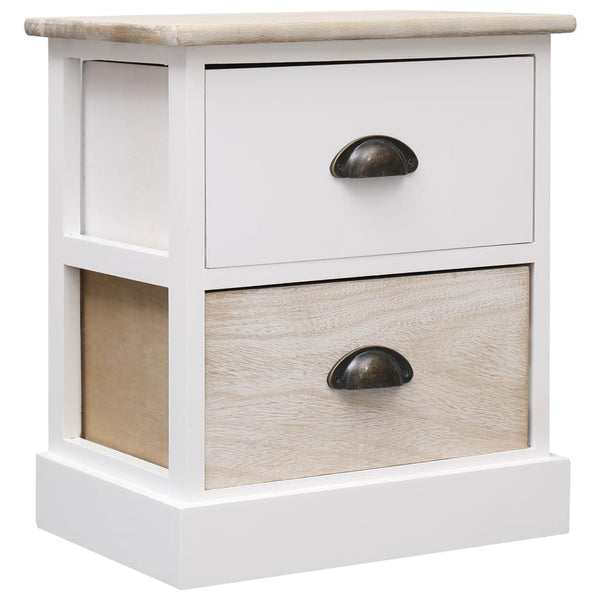  Nightstand White and Natural Paulownia Wood