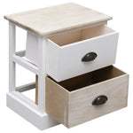 Nightstand White and Natural Paulownia Wood