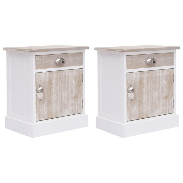  2 pcs Bedside Tables Cabinets White