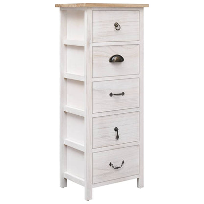 Side Cabinet 5 Drawers Paulownia wood White