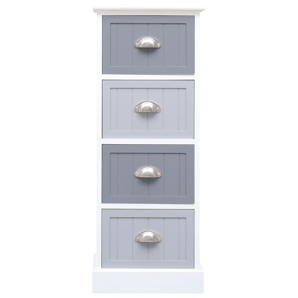 Side Cabinet Paulownia Wood White & Grey
