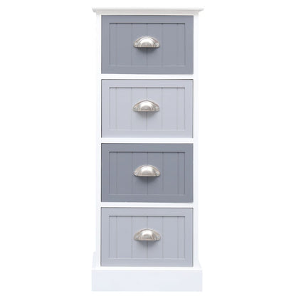 Side Cabinet Paulownia Wood White & Grey